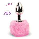 Анальная пробка металлическая с хвостиком Bunny Tails Butt Plug Pink "FeelzToys"
