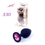 Dop anal din silicon cu stras Jewellery Pink Black Silikon Plug Medium