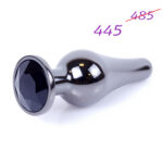 Анальная пробка металлическая с черным стразом Jewellery Black Dark Silver Plug Мedium