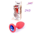 Plug anal cu cristale Jewellery Blue Silikon Red Plug Small