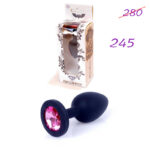 Dop anal cu stras Jewellery Pink Silikon Black Plug Small