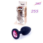 Dop anal cu stras Jewellery Pink Silikon Black Plug Small
