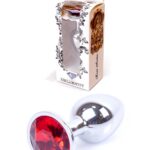 Dop anal din metal cu stras roșu Jewellery Red Silver Plug Small