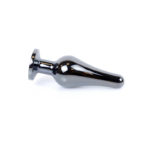 Punct de anal metalic cu bijuterie roz - Plug Dark Silver Rose - imagine 6