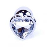 Анальная пробка металлическая со стразом Jewellery Silver Heart Plug Clear — изображение 2