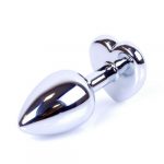 Анальная пробка металлическая со стразом Jewellery Silver Heart Plug Clear — изображение 3