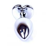 Анальная пробка металлическая со стразом Jewellery Silver Heart Plug Clear — изображение 4