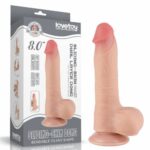 Фаллоимитатор телесный с подвижной текстурой 8'' Sliding Skin Dual Layer Dong Flesh "LoveToy"