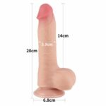 Фаллоимитатор телесный с подвижной текстурой 8'' Sliding Skin Dual Layer Dong Flesh "LoveToy" — изображение 2