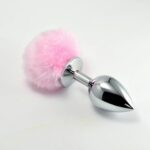 Plug anal metalic cu coada Pompon Metal Plug Small Pink “LoveToy”