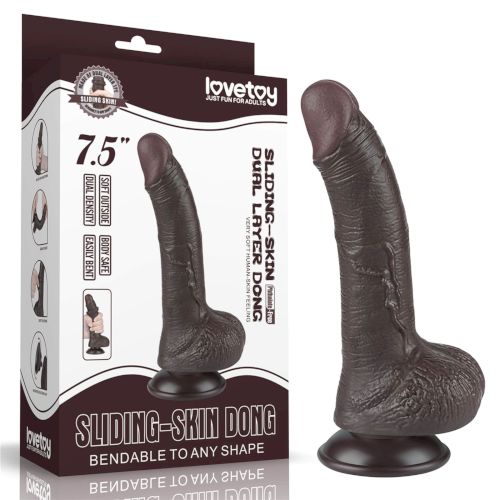 Фаллоимитатор гибкий с подвижной текстурой Sliding Skin 7,5" "Lovetoy" Dildo flexibil cu textură mobilă Sliding Skin 7,5" "Lovetoy" - imagine 1