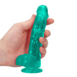 Фаллоимитатор RealRock Realistic Dildo With Balls "Shots" бирюзовый — изображение 5