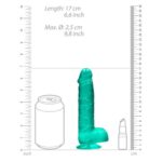 Фаллоимитатор RealRock Realistic Dildo With Balls "Shots" бирюзовый — изображение 2