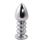 Dop anal cu cristal Silver large ribbed butt plug "Fantasy" - imagine 2