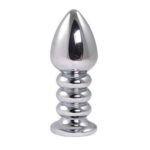 Dop anal cu cristal Silver large ribbed butt plug "Fantasy" - imagine 2