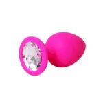 Cиликоновая анальная пробка со стразом Pink small butt plug "Fantasy"