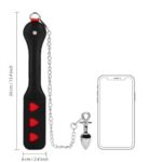 Хлопалка с сердечками Paddle Black с металлической анальной пробкой Ouch! "Shots" — изображение 2
