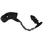 Мужской пояс верности с анальной пробкой Black Velvets Cock Cage "Orion" — изображение 5