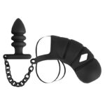 Мужской пояс верности с анальной пробкой Black Velvets Cock Cage "Orion" — изображение 7