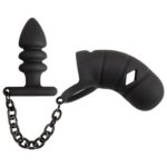 Мужской пояс верности с анальной пробкой Black Velvets Cock Cage "Orion" — изображение 3