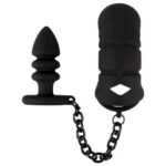 Мужской пояс верности с анальной пробкой Black Velvets Cock Cage "Orion" — изображение 4