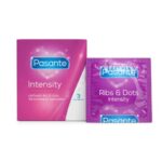 Prezervative cu suprafață texturată Intensity Condoms Pasante Ribs & Dots 3 buc