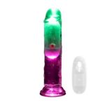 Vibrator cu iluminare de fundal LED RealRock Crystal Dildo "Shots"