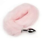 Анальная пробка металлическая с розовым хвостом Long Fox Tail Pink