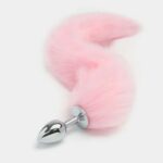 Анальная пробка металлическая с розовым хвостом Long Fox Tail Pink — изображение 2