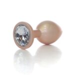 Анальная пробка металлическая Jewellery Clear Pearl Gold Plug M "Boss Series" — изображение 2