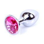 Dop anal din metal cu stras Jewellery Silver Plug Pink "Boss Series" - imagine 2