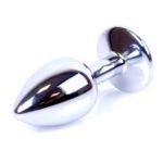 Dop anal din metal cu stras Jewellery Silver Plug Pink "Boss Series" - imagine 3
