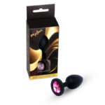 Анальная пробка силиконовая Jewellery Pink Black Silicone Plug Small "MyLove" - imagine 7