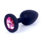 Анальная пробка силиконовая Jewellery Pink Black Silicone Plug Small "MyLove"