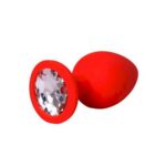 Dop anal din silicon cu stras Red small butt plug "Fantasy"