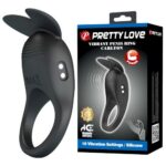 Inel vibrator de erecție cu stimulare clitoriană Carlton Vibrating Penis Ring 10 funcții USB "Pretty Love"