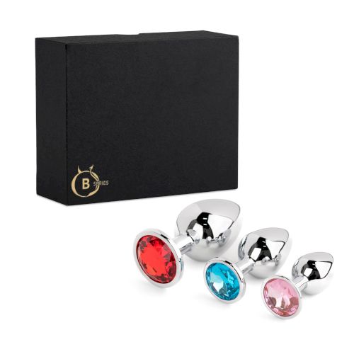 Набор металлических анальных пробок со стразами Jewellery Silver Plug "Boss Series" Набор металлических анальных пробок со стразами Jewellery Silver Plug "Boss Series" - imagine 1