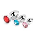 Набор металлических анальных пробок со стразами Jewellery Silver Plug "Boss Series" - imagine 2