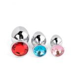 Набор металлических анальных пробок со стразами Jewellery Silver Plug "Boss Series" - imagine 3