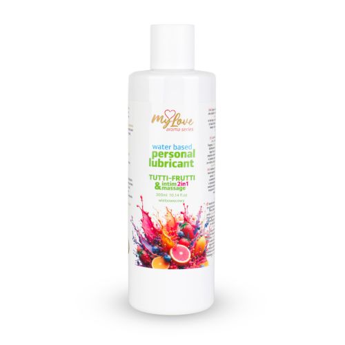 Гель-лубрикант для эротического массажа Intim&Massage 2 в 1 Tutti-Frutti "MyLove" 300 мл Gel lubrifiant pentru masaj erotic Intim&Massage 2 în 1 Tutti-Frutti "MyLove" 300 ml - imagine 1