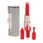Вибратор в виде помады с 4 насадками USB Vibrator Diamond Lipstick