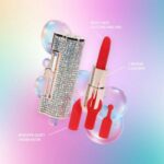Вибратор в виде помады с 4 насадками USB Vibrator Diamond Lipstick — изображение 3