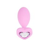Анальная пробка силиконовая со стразом в форме сердца Pink Silikon Plug Medium "B-series" — изображение 2