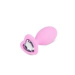 Анальная пробка силиконовая со стразом в форме сердца Pink Silikon Plug Medium "B-series" — изображение 3