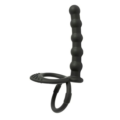 Насадка-страпон с эластичными кольцами для двойного проникновения Black Anal beads Насадка-страпон с эластичными кольцами для двойного проникновения Black Anal beads — изображение 1
