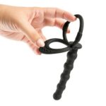 Насадка-страпон с эластичными кольцами для двойного проникновения Black Anal beads — изображение 2