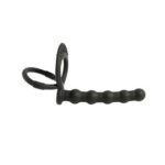 Насадка-страпон с эластичными кольцами для двойного проникновения Black Anal beads — изображение 4